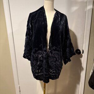 Navy Blue crushed velvet lightweight cover up cardigan shroud wrap